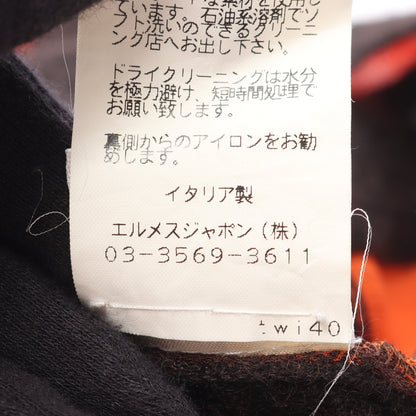 ボルデュックリボン ニット ノースリーブ シルク カシミヤ オレンジ ダークブラウン 切替 エルメス トップス HERMES