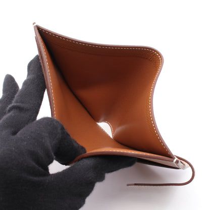 ベアンコンパクト ゴールド 二つ折り財布 ヴォーエプソン ブラウン シルバー金具 B刻印 エルメス 財布・小物 HERMES