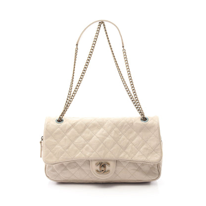 マトラッセ チェーンショルダーバッグ キャビアスキン ベージュ アンティークゴールド金具 シャネル バッグ CHANEL