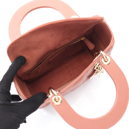 LADY DIOR MY ABCDIOR レディディオール スモールカナージュ ハンドバッグ レザー ピンクレッド 2WAY クリスチャンディオール バッグ Christian Dior