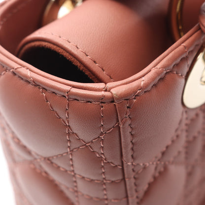 LADY DIOR MY ABCDIOR レディディオール スモールカナージュ ハンドバッグ レザー ピンクレッド 2WAY クリスチャンディオール バッグ Christian Dior