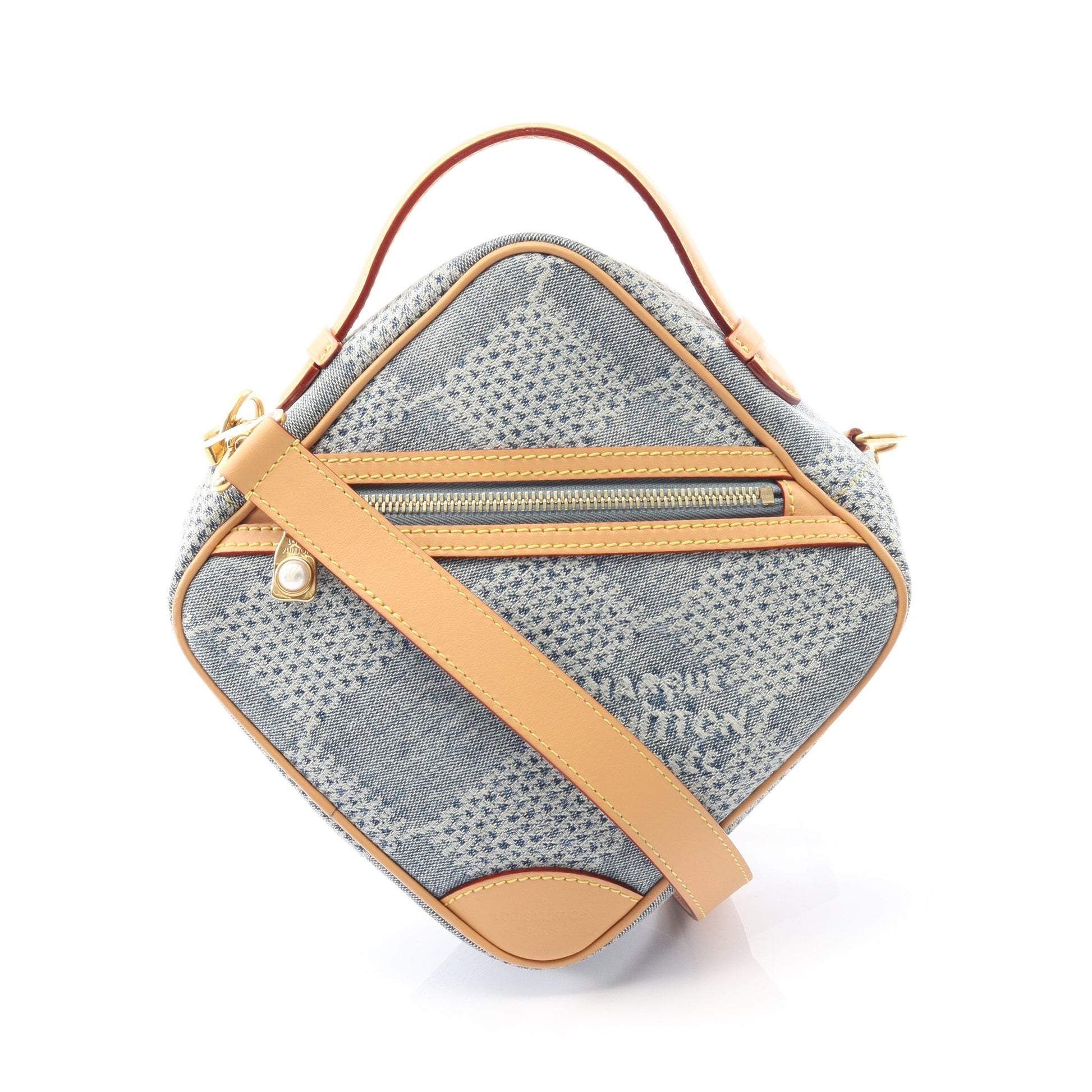 チェス メッセンジャー ダミエデニム3D ハンドバッグ デニム レザー ブルー 2WAY バッグ LOUIS VUITTON