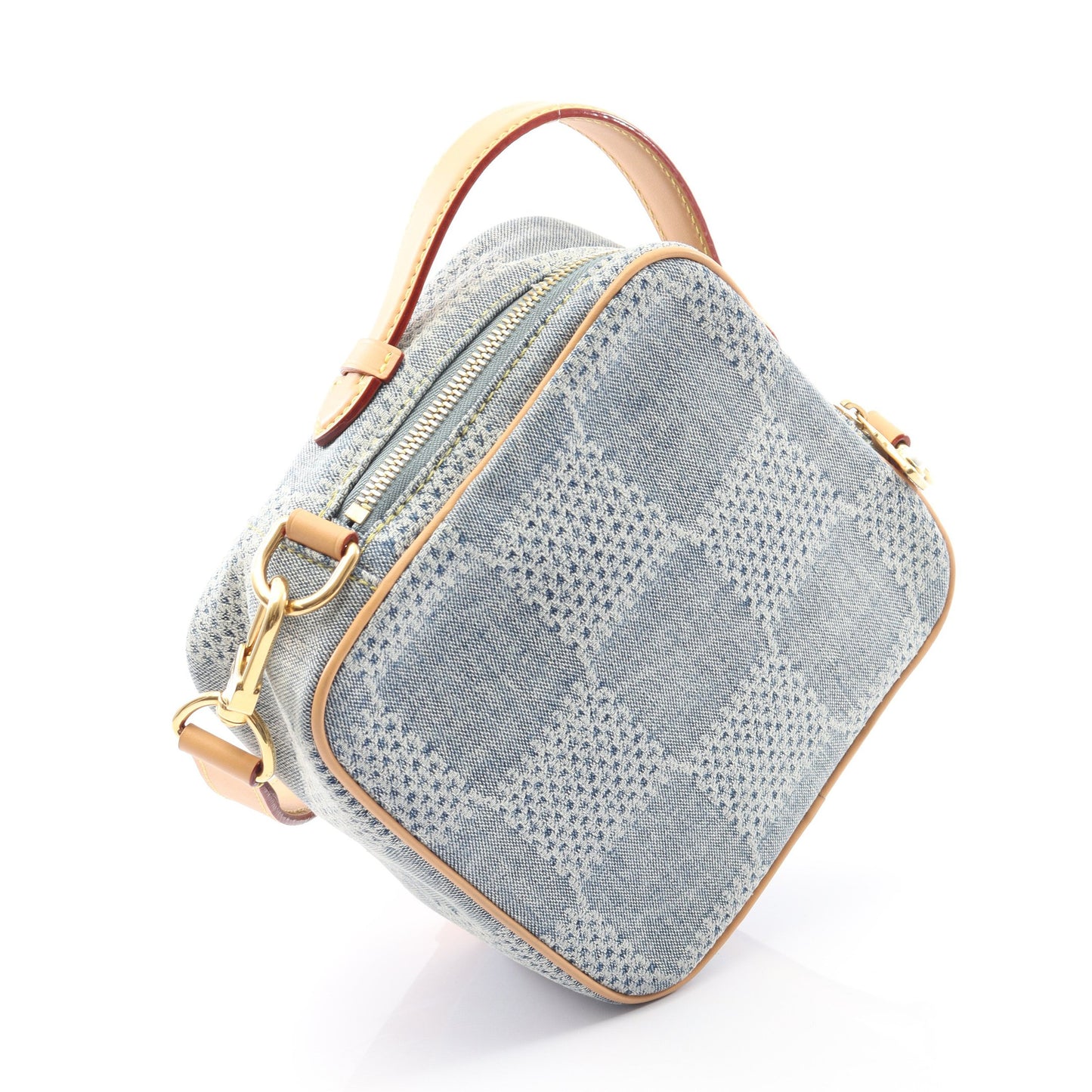 チェス メッセンジャー ダミエデニム3D ハンドバッグ デニム レザー ブルー 2WAY バッグ LOUIS VUITTON