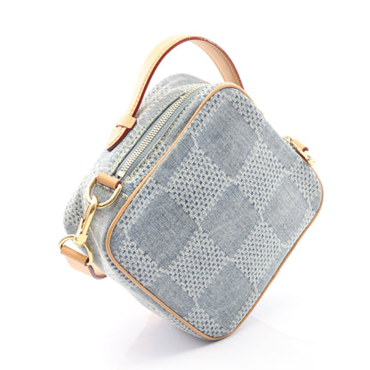 チェス メッセンジャー ダミエデニム3D ハンドバッグ デニム レザー ブルー 2WAY バッグ LOUIS VUITTON