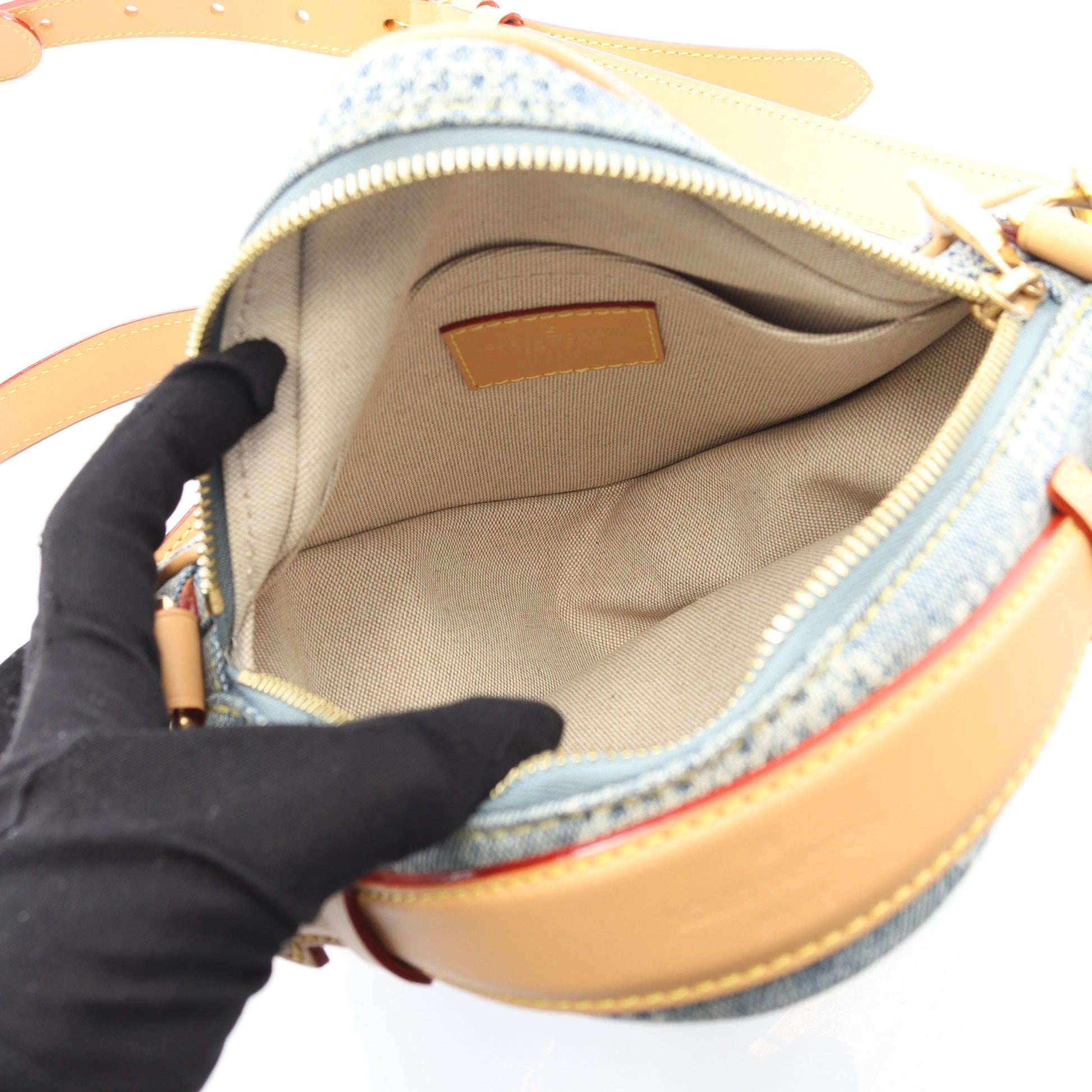 チェス メッセンジャー ダミエデニム3D ハンドバッグ デニム レザー ブルー 2WAY バッグ LOUIS VUITTON