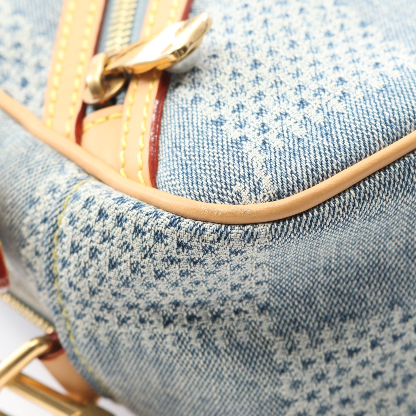 チェス メッセンジャー ダミエデニム3D ハンドバッグ デニム レザー ブルー 2WAY バッグ LOUIS VUITTON