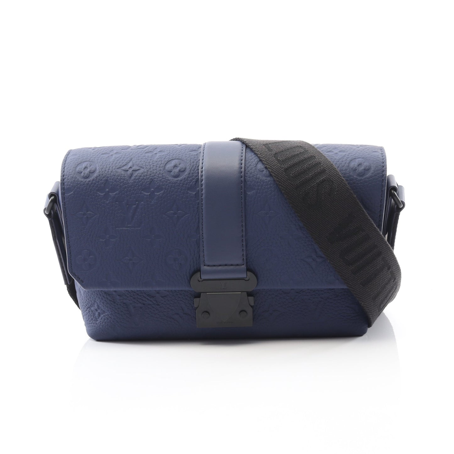 Sケープ メッセンジャー モノグラムエンボス サファイア ショルダーバッグ レザー ブルー ルイヴィトン バッグ LOUIS VUITTON