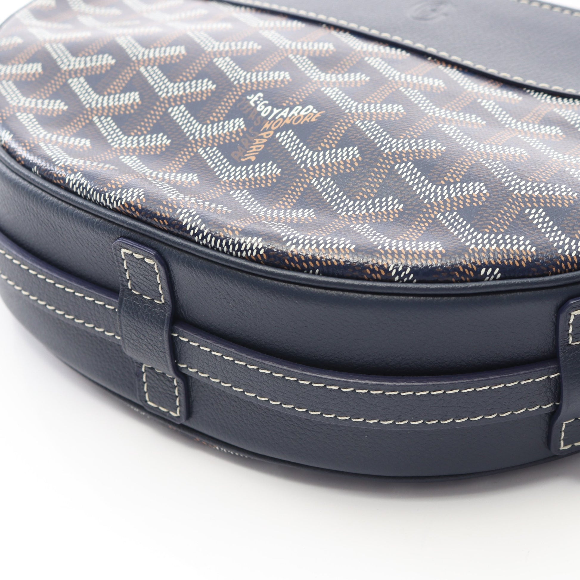 ヒロンデル ショルダーバッグ コーティングキャンバス レザー ネイビー ゴヤール バッグ GOYARD