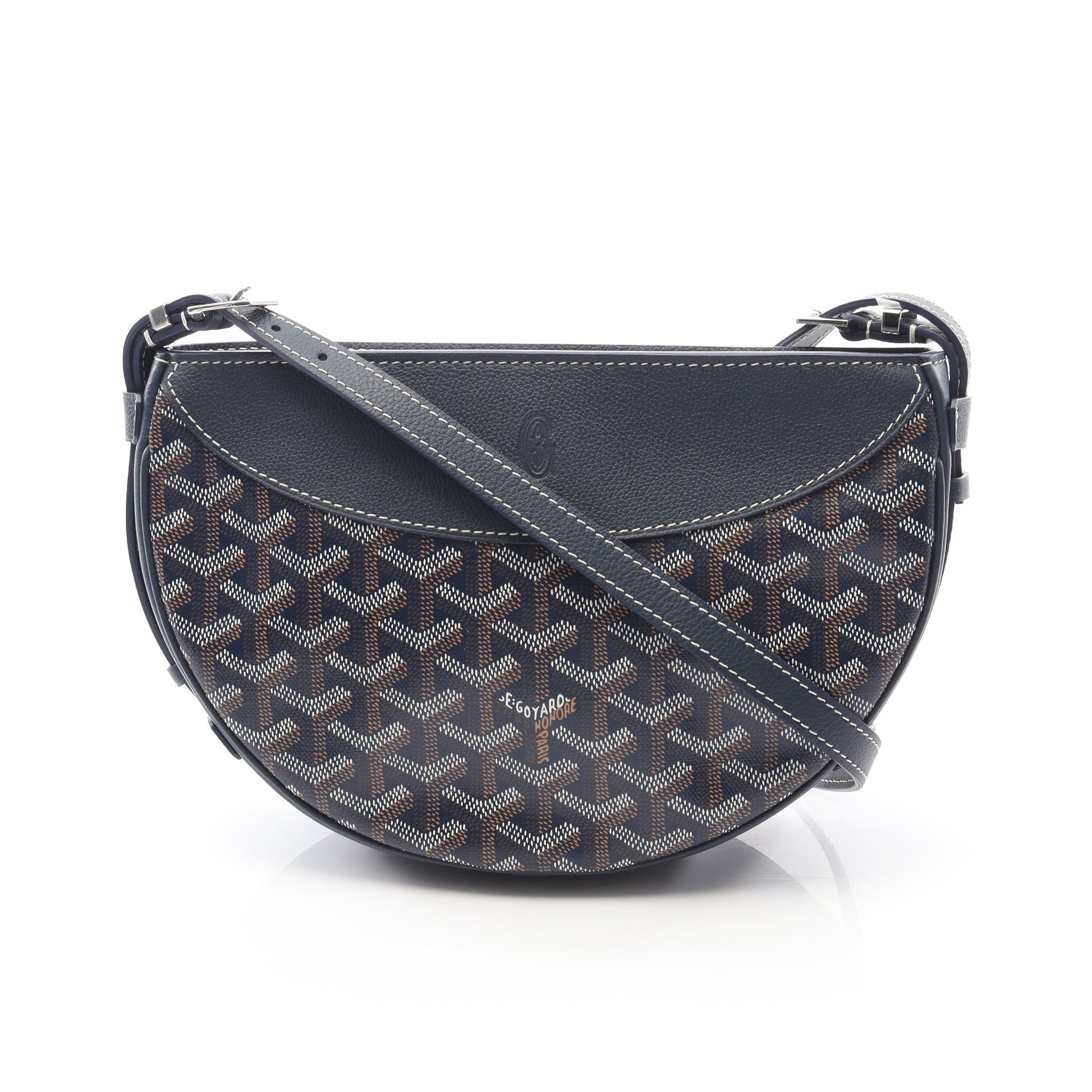 ヒロンデル ショルダーバッグ コーティングキャンバス レザー ネイビー ゴヤール バッグ GOYARD