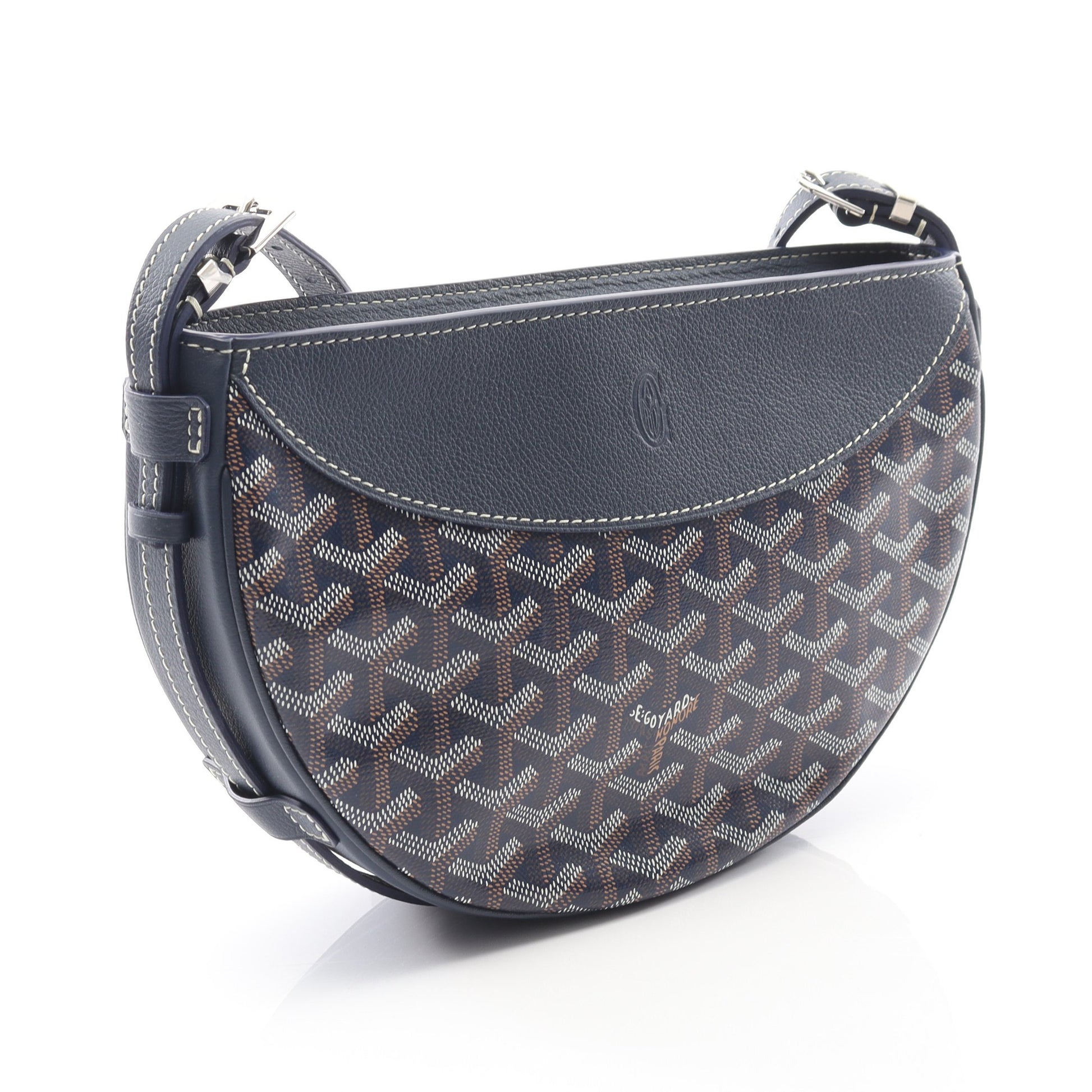 ヒロンデル ショルダーバッグ コーティングキャンバス レザー ネイビー ゴヤール バッグ GOYARD