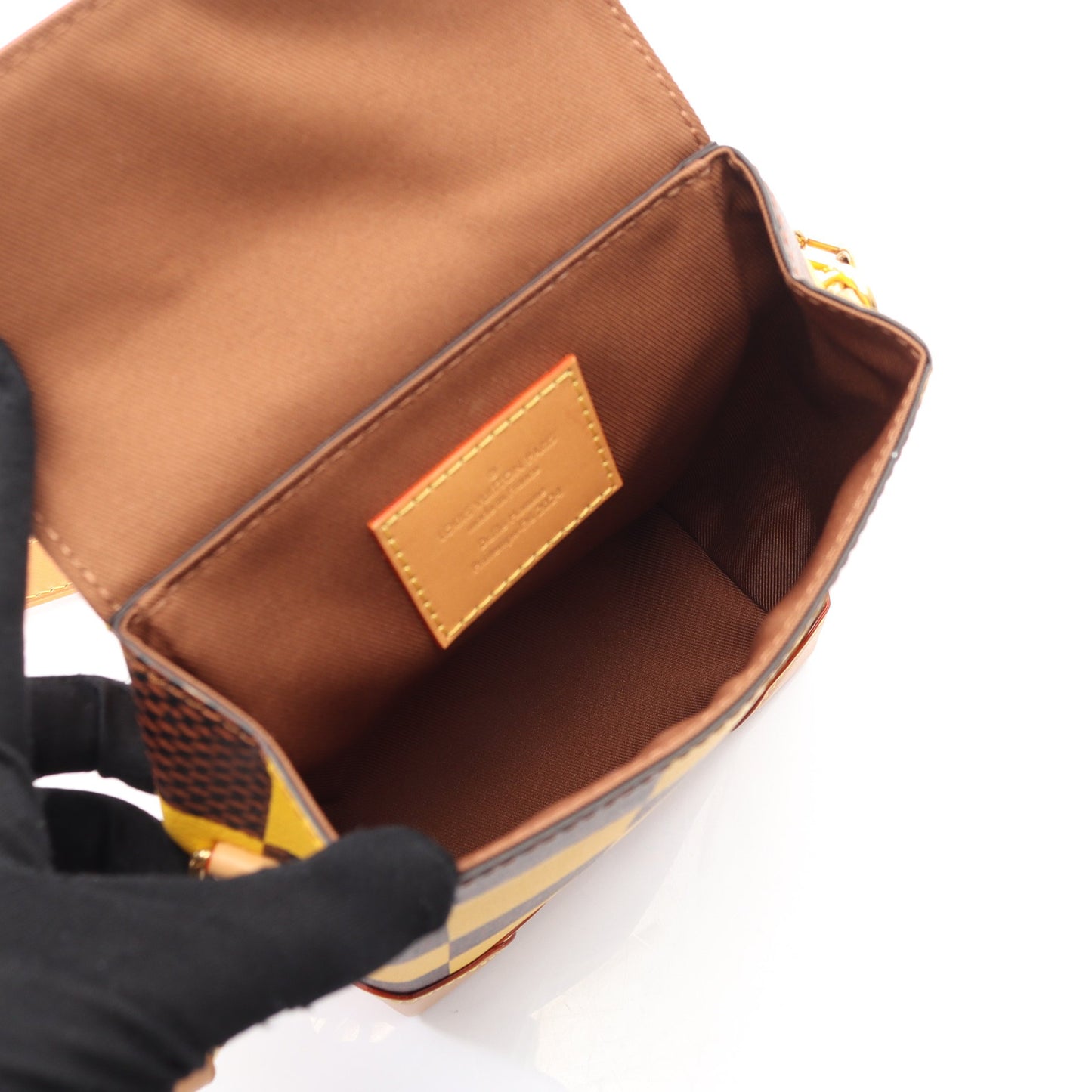 ナノ スティーマー ダミエポップ ショルダーバッグ PVC レザー ブラウン イエロー 2WAY バッグ LOUIS VUITTON