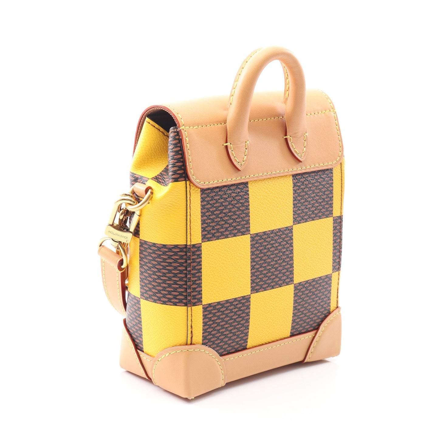 ナノ スティーマー ダミエポップ ショルダーバッグ PVC レザー ブラウン イエロー 2WAY バッグ LOUIS VUITTON