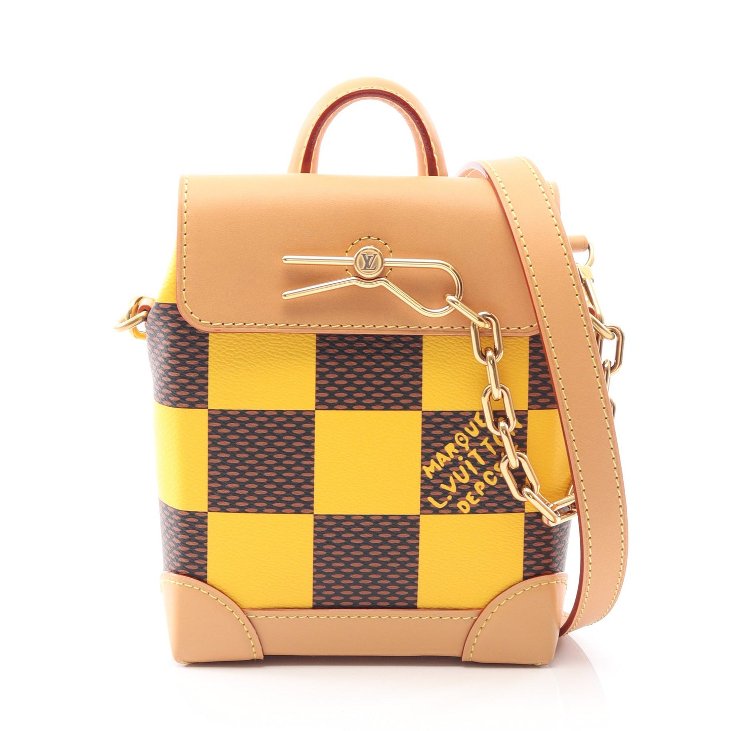 ナノ スティーマー ダミエポップ ショルダーバッグ PVC レザー ブラウン イエロー 2WAY バッグ LOUIS VUITTON