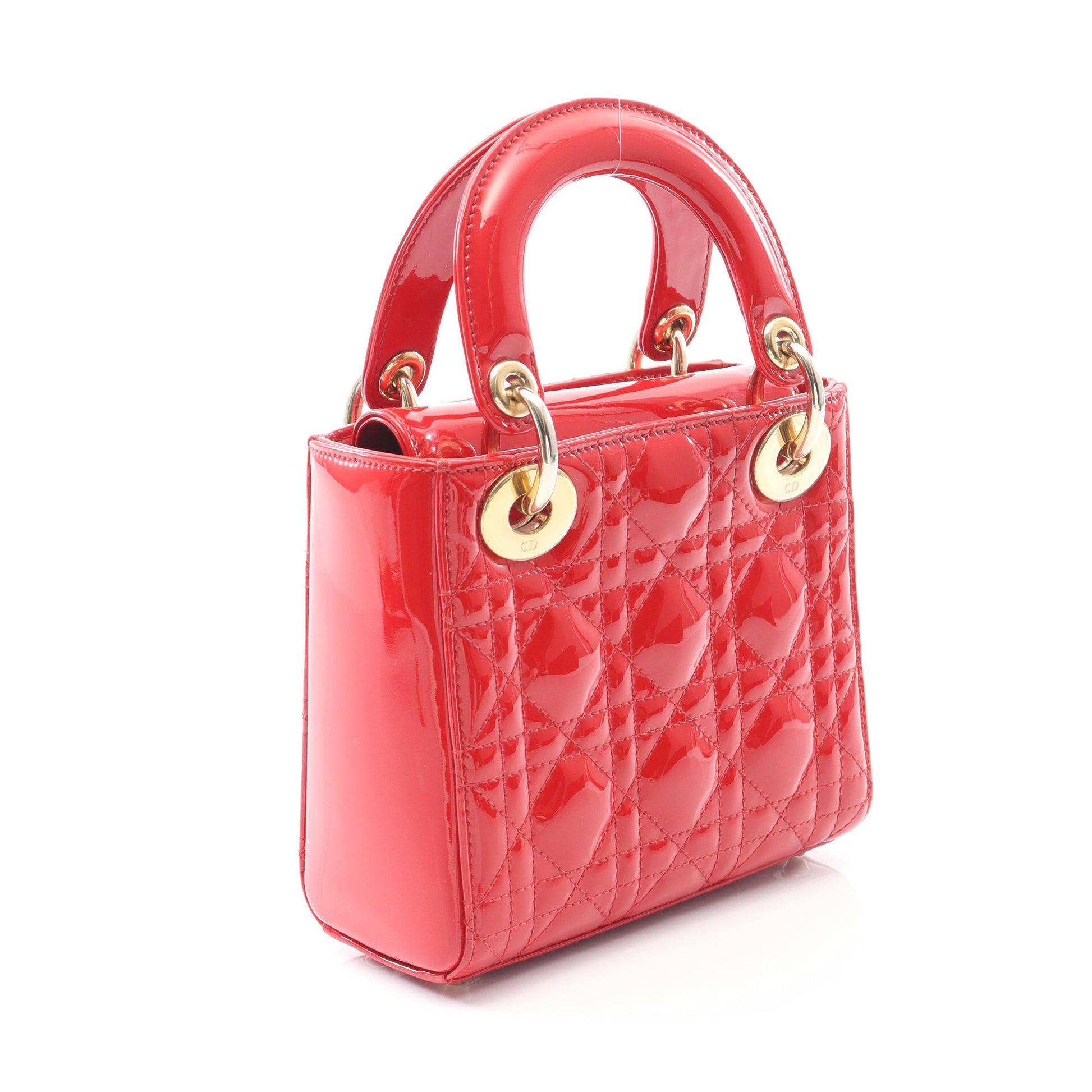 レディディオール ミニ カナージュ ハンドバッグ エナメルレザー レッド 2WAY クリスチャンディオール バッグ Christian Dior