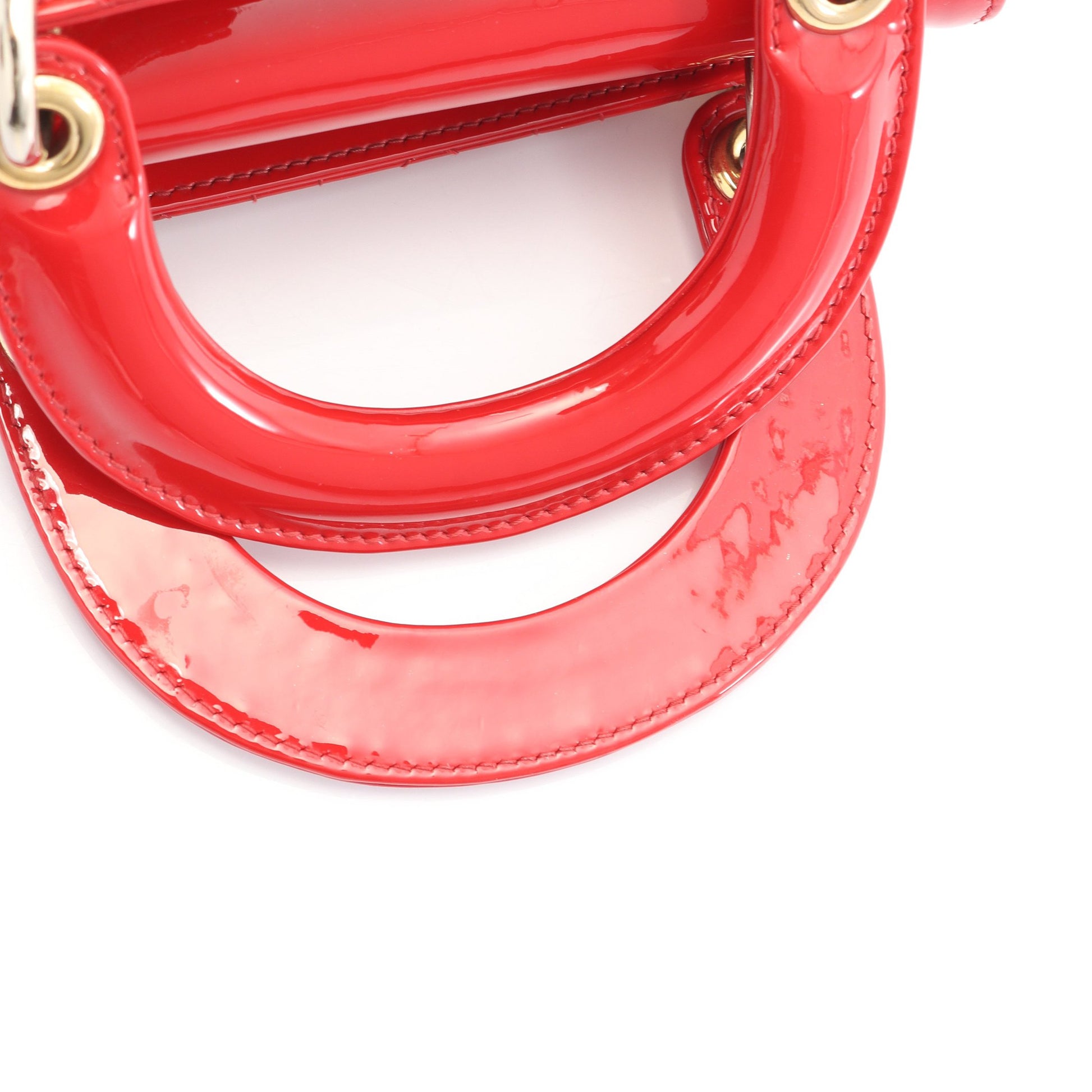 レディディオール ミニ カナージュ ハンドバッグ エナメルレザー レッド 2WAY クリスチャンディオール バッグ Christian Dior
