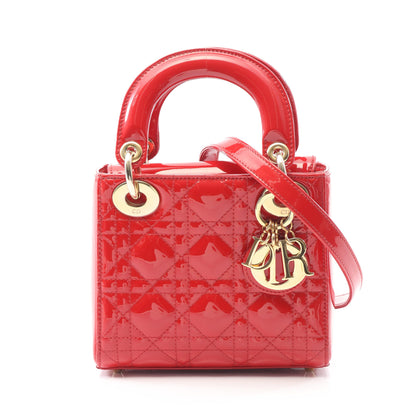 レディディオール ミニ カナージュ ハンドバッグ エナメルレザー レッド 2WAY クリスチャンディオール バッグ Christian Dior