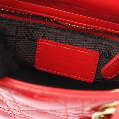 レディディオール ミニ カナージュ ハンドバッグ エナメルレザー レッド 2WAY クリスチャンディオール バッグ Christian Dior
