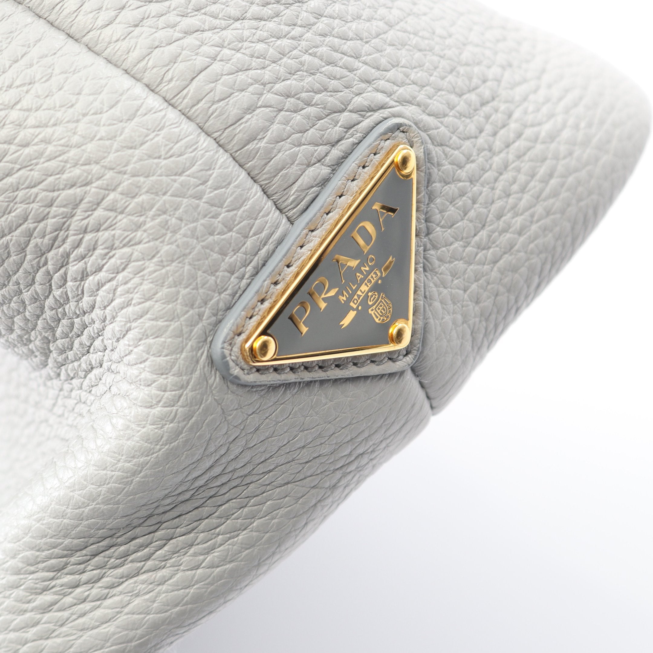 PRADA ヴィッテロダイノ トートバッグハンドバッググレー PRADA】ヴィッテロダイノソフトレザー ミニトートバッグ (PRADA