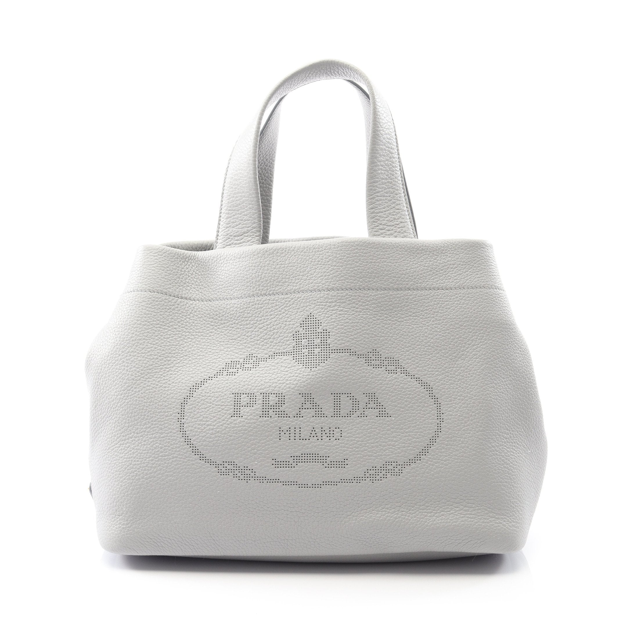 PRADA ヴィッテロダイノ トートバッグハンドバッググレー VIT DAINO ヴィッテロダイノ ハンドバッグ トートバッグ レザー グレー