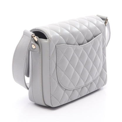 マトラッセ ショルダーバッグ ラムスキン グレー シルバー金具 シャネル バッグ CHANEL