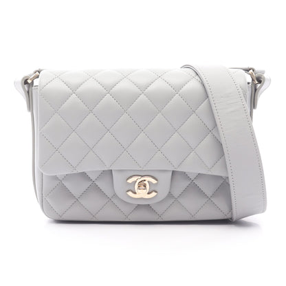 マトラッセ ショルダーバッグ ラムスキン グレー シルバー金具 シャネル バッグ CHANEL