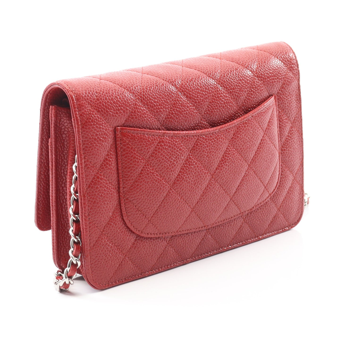 マトラッセ チェーンウォレット キャビアスキン レッド シルバー金具 シャネル バッグ CHANEL
