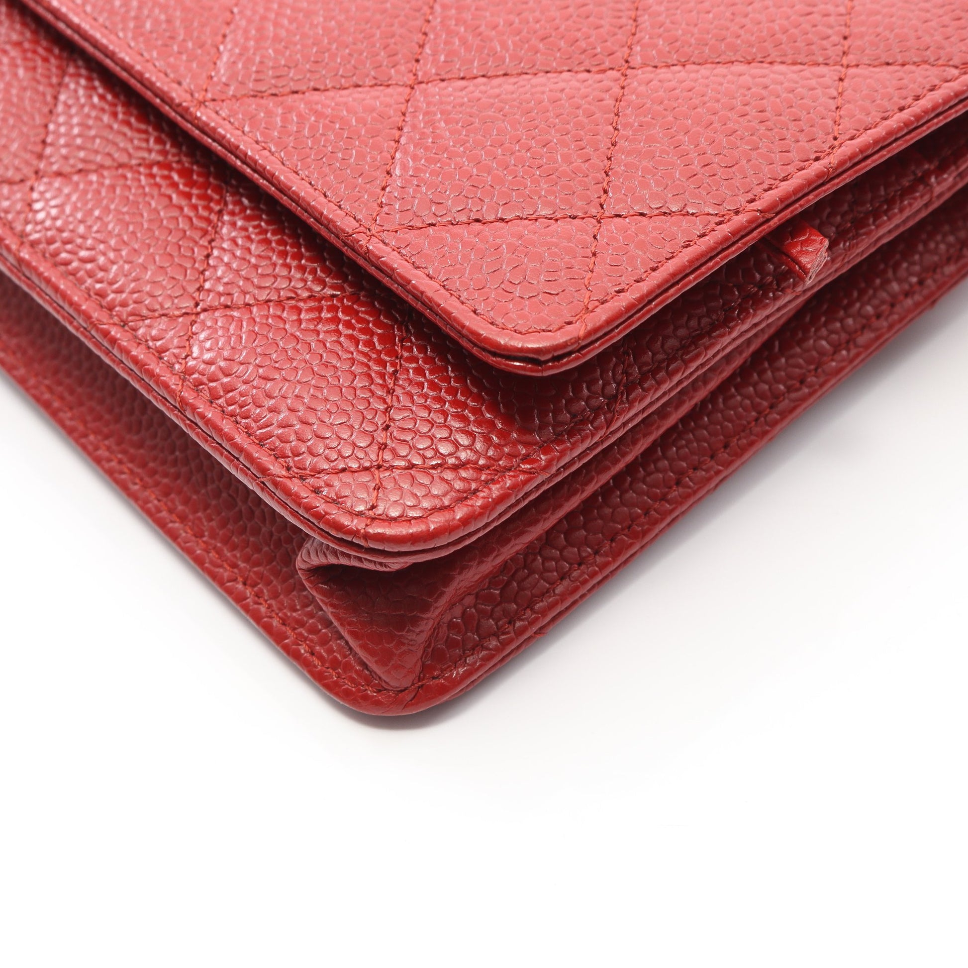 マトラッセ チェーンウォレット キャビアスキン レッド シルバー金具 シャネル バッグ CHANEL