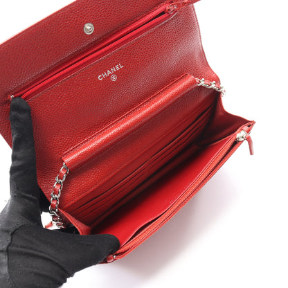 マトラッセ チェーンウォレット キャビアスキン レッド シルバー金具 シャネル バッグ CHANEL