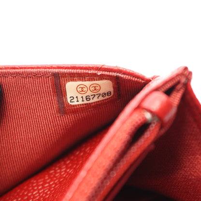 マトラッセ チェーンウォレット キャビアスキン レッド シルバー金具 シャネル バッグ CHANEL