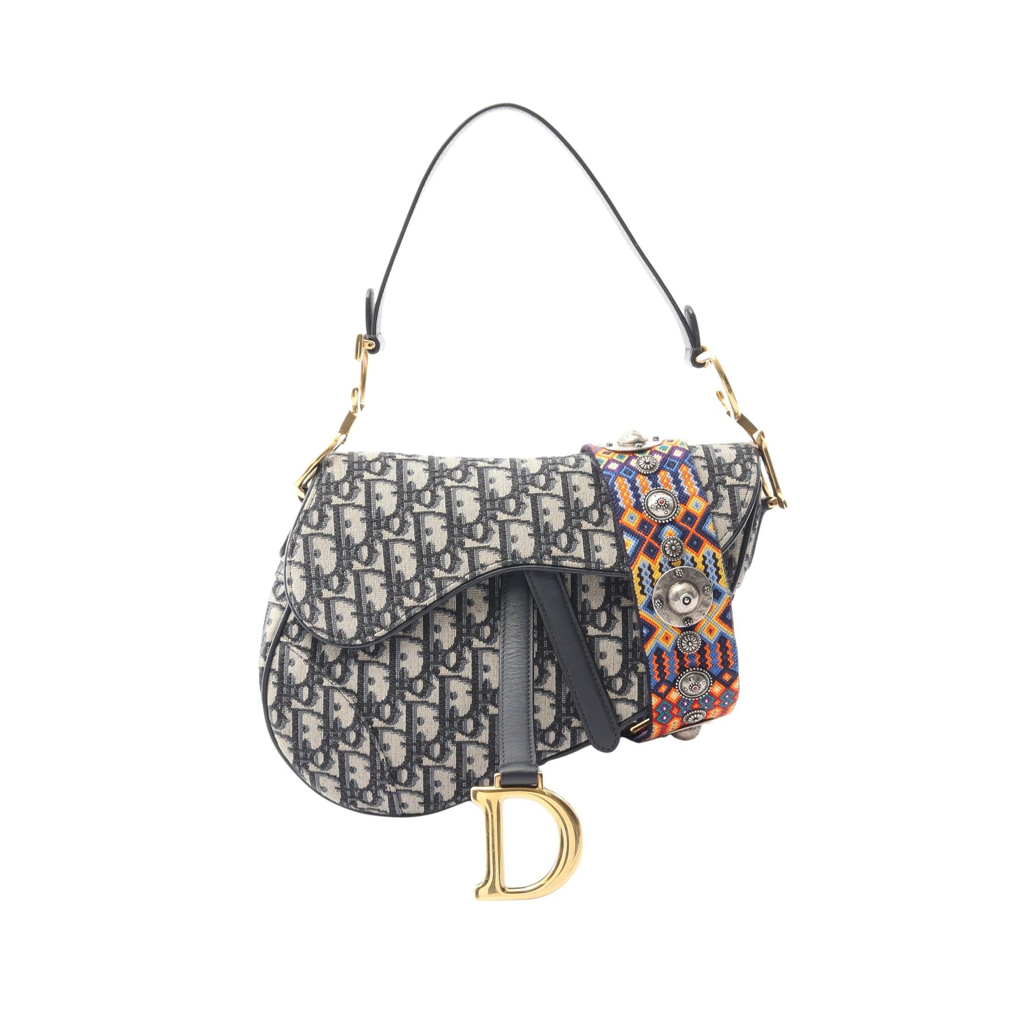 サドルバッグ ハンドバッグ キャンバス レザー ベージュ ネイビー 2WAY クリスチャンディオール バッグ Christian Dior