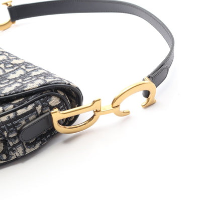 サドルバッグ ハンドバッグ キャンバス レザー ベージュ ネイビー クリスチャンディオール バッグ Christian Dior