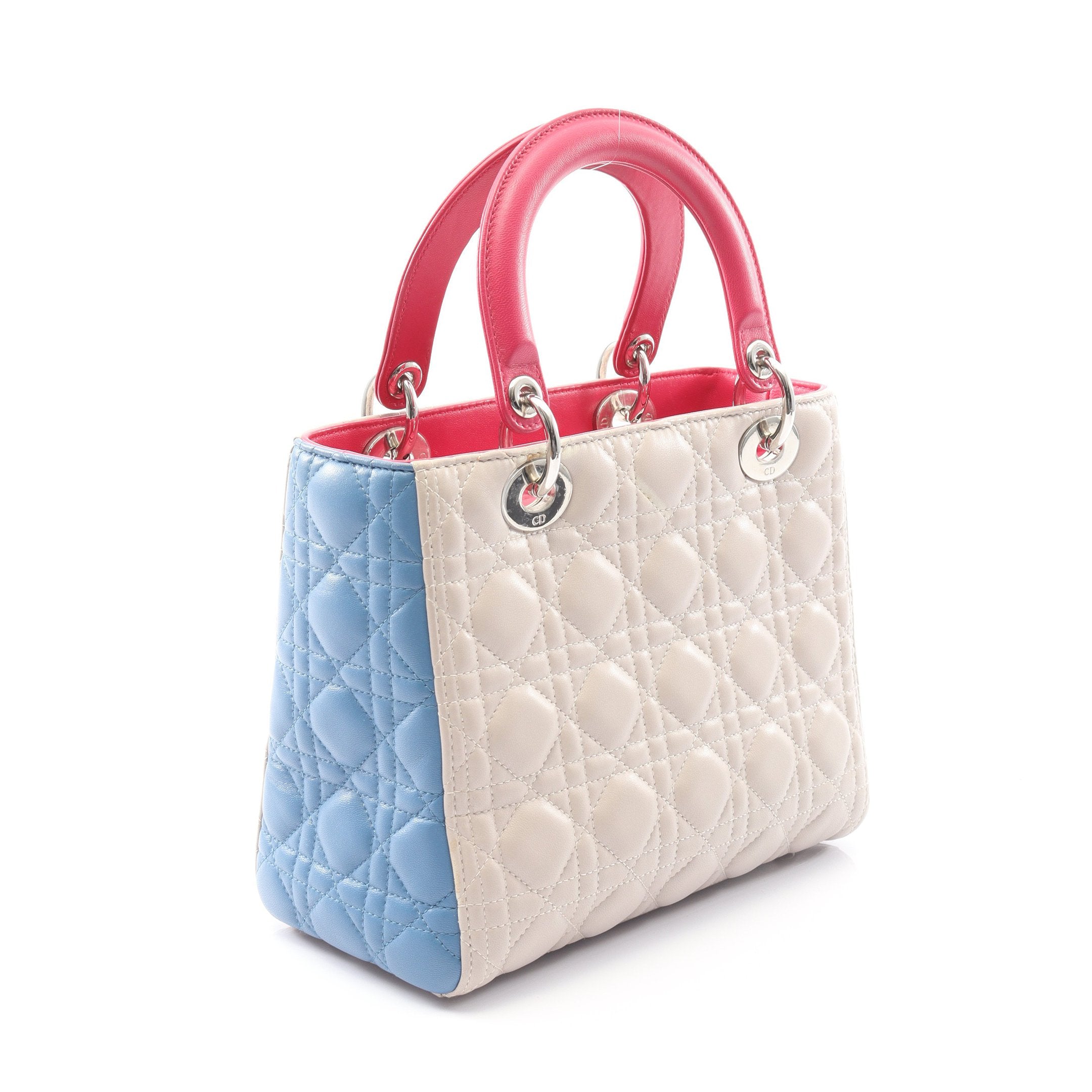 LADY DIOR レディディオール カナージュ ハンドバッグ レザー ライト