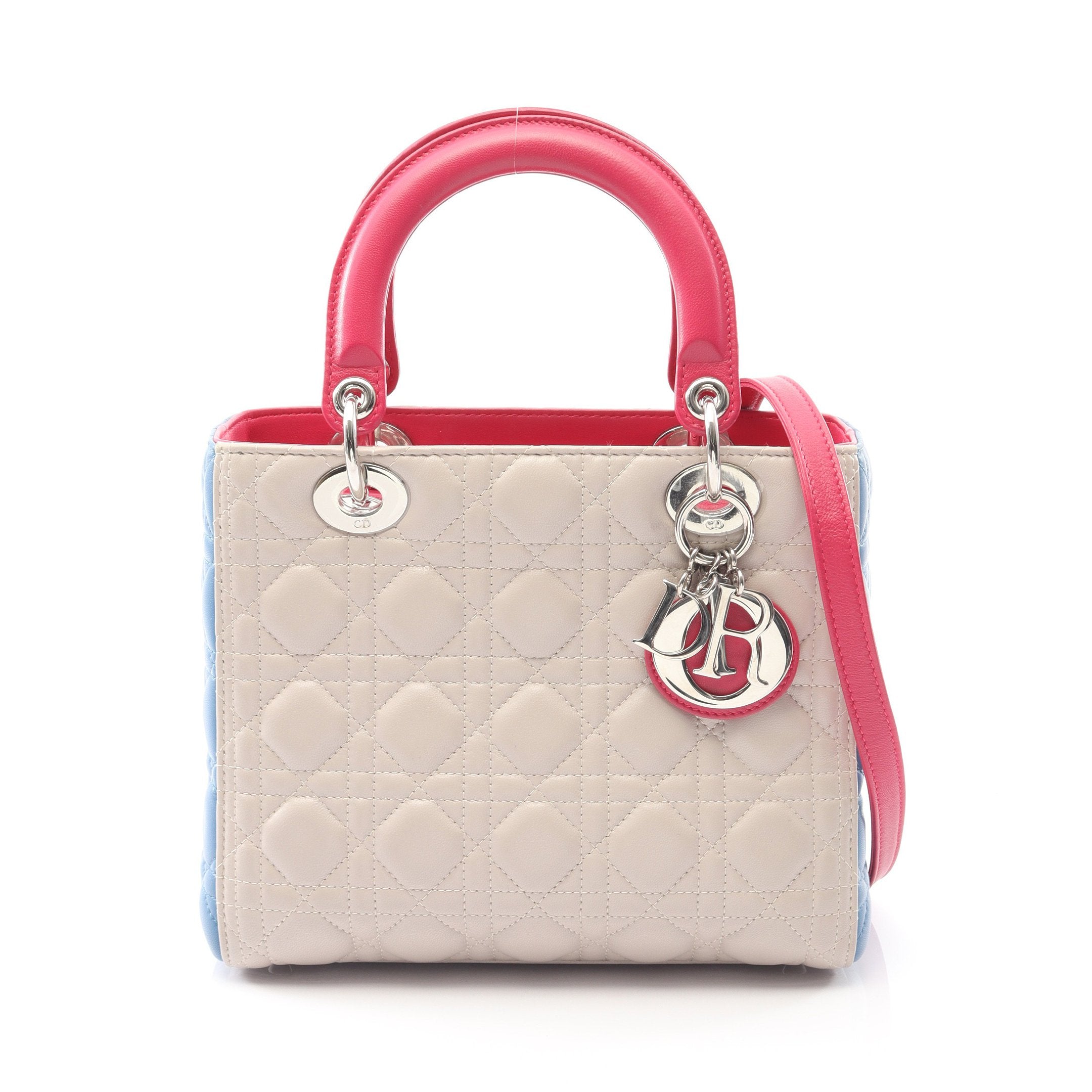 LADY DIOR レディディオール カナージュ ハンドバッグ レザー ライト