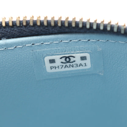 マトラッセ バニティバッグ チェーンショルダーバッグ ラムスキン ネイビー ライトブルー ゴールド金具 2WAY シャネル バッグ CHANEL