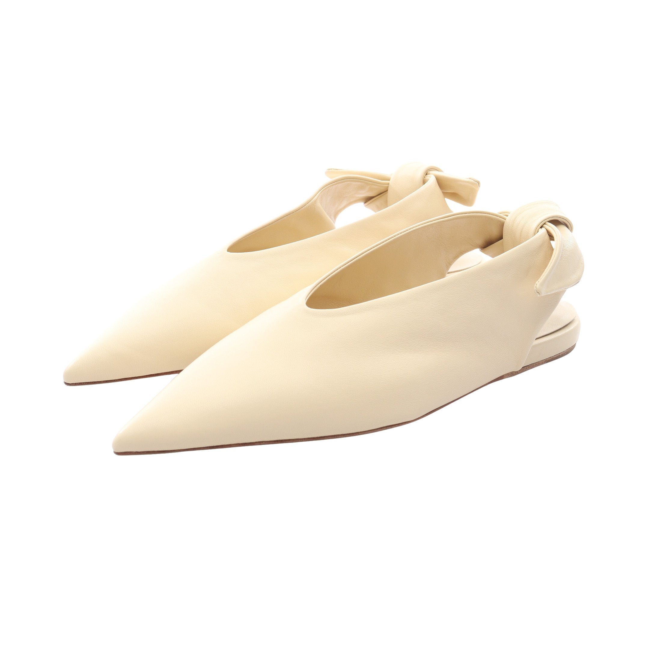 Jil Sander ホワイトフラットシューズ ポインテッドトゥ バレエ