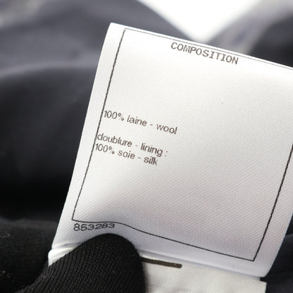 ココマークボタン ワンピース 長袖 チェック ウール グレー ネイビー シャネル ワンピース CHANEL