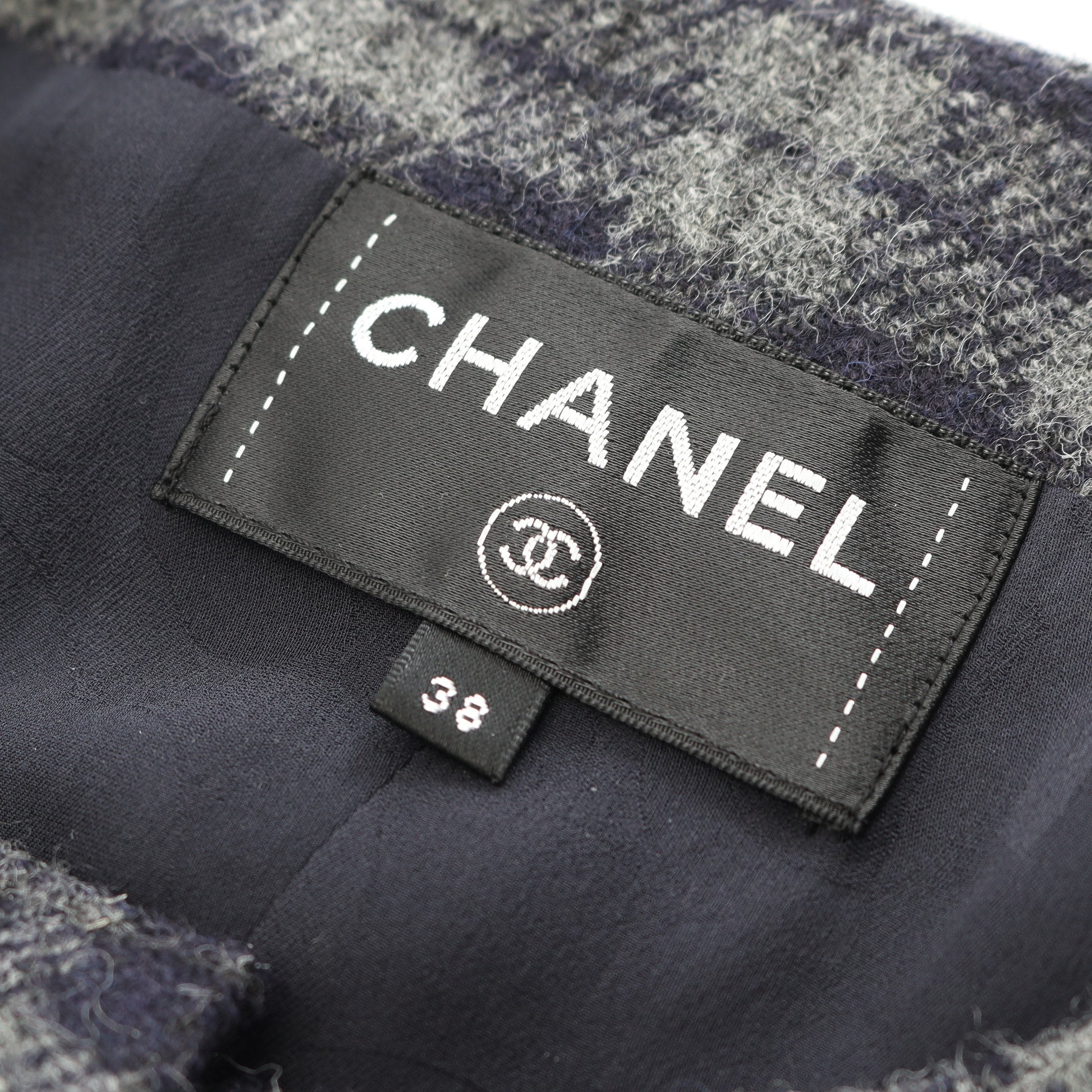 ココマークボタン ワンピース 長袖 チェック ウール グレー ネイビー