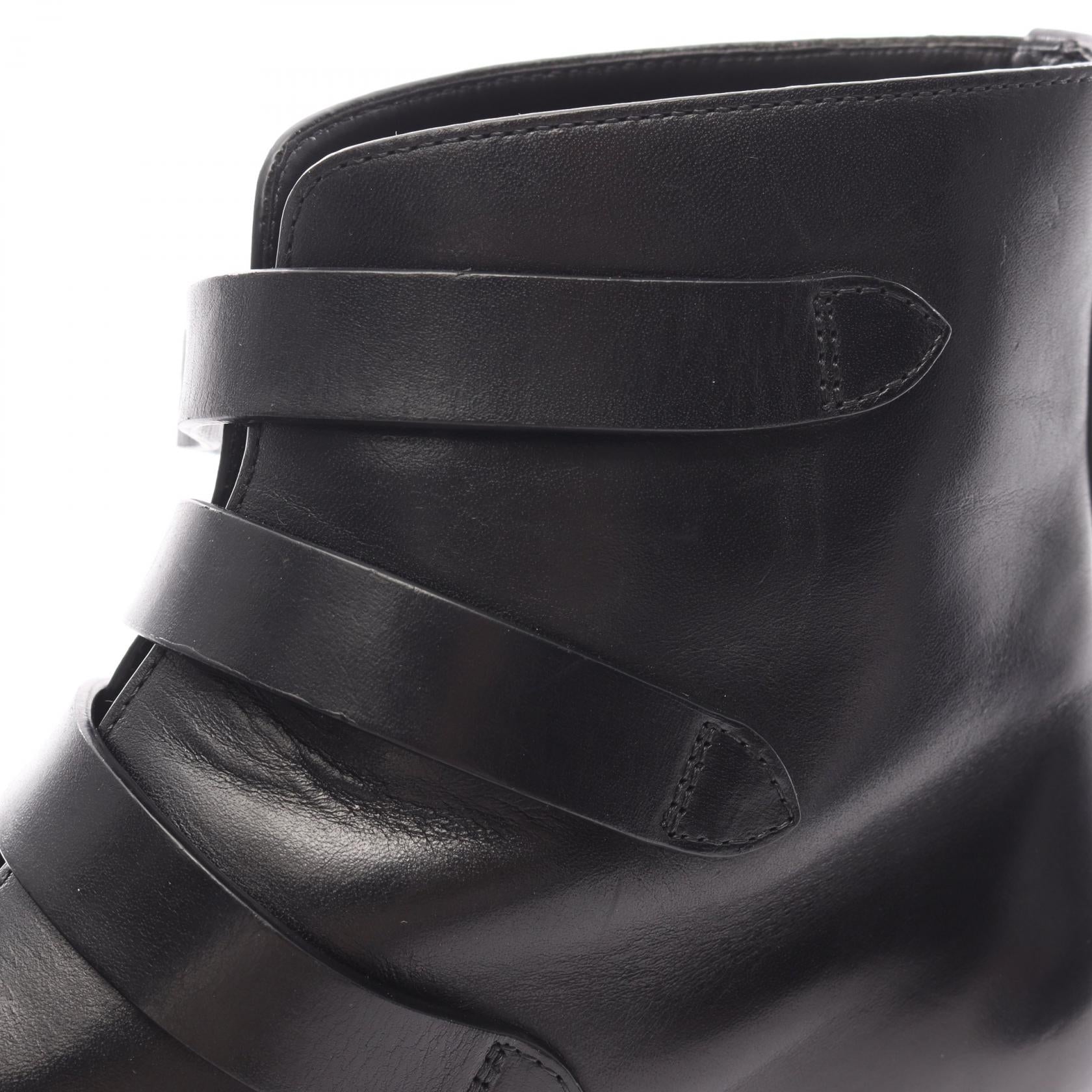 ポインテッドトゥ ブーツ レザー ブラック ベルト サンローランパリ