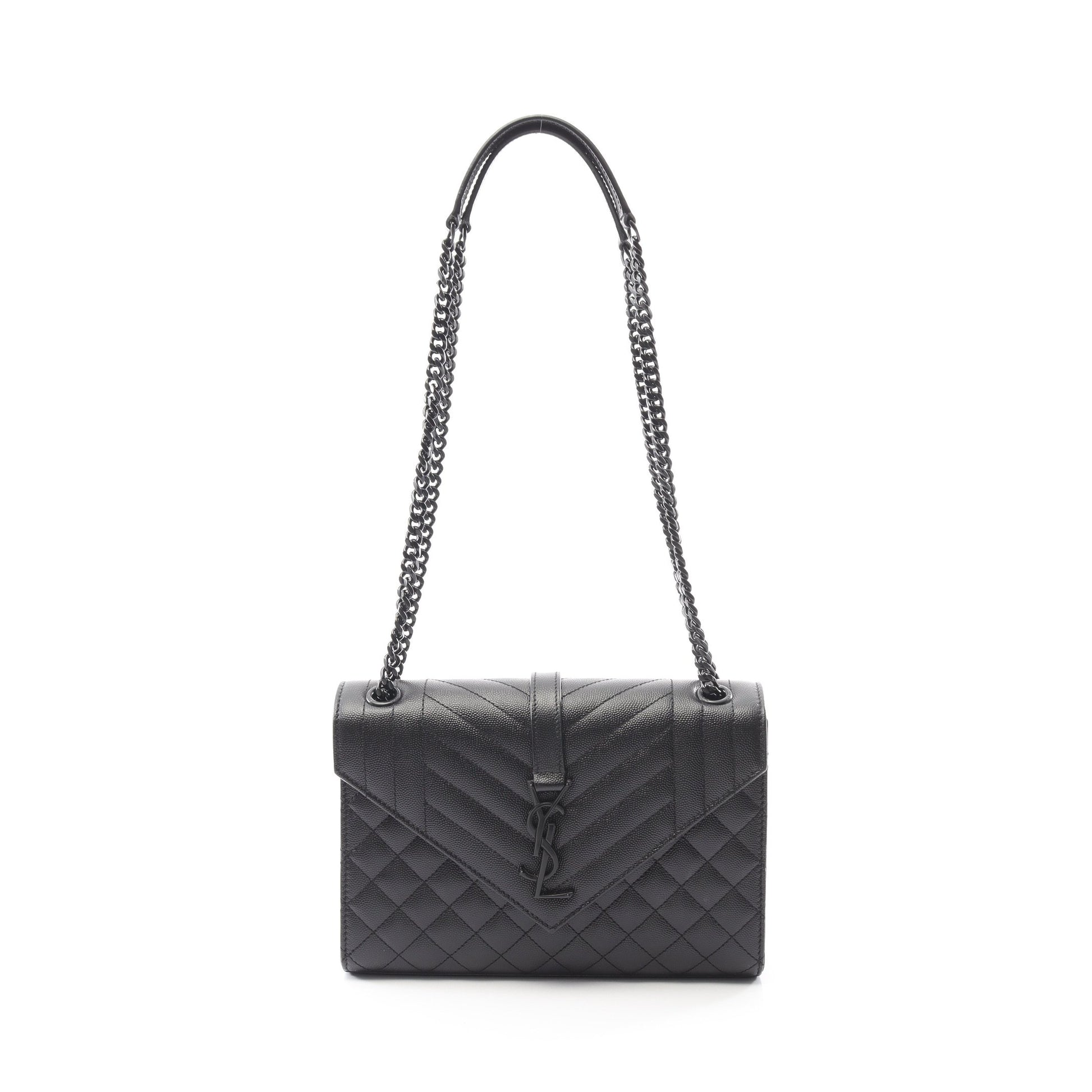 エンヴェロップ ミディアム チェーンショルダーバッグ レザー ブラック サンローランパリ バッグ SAINT LAURENT PARIS