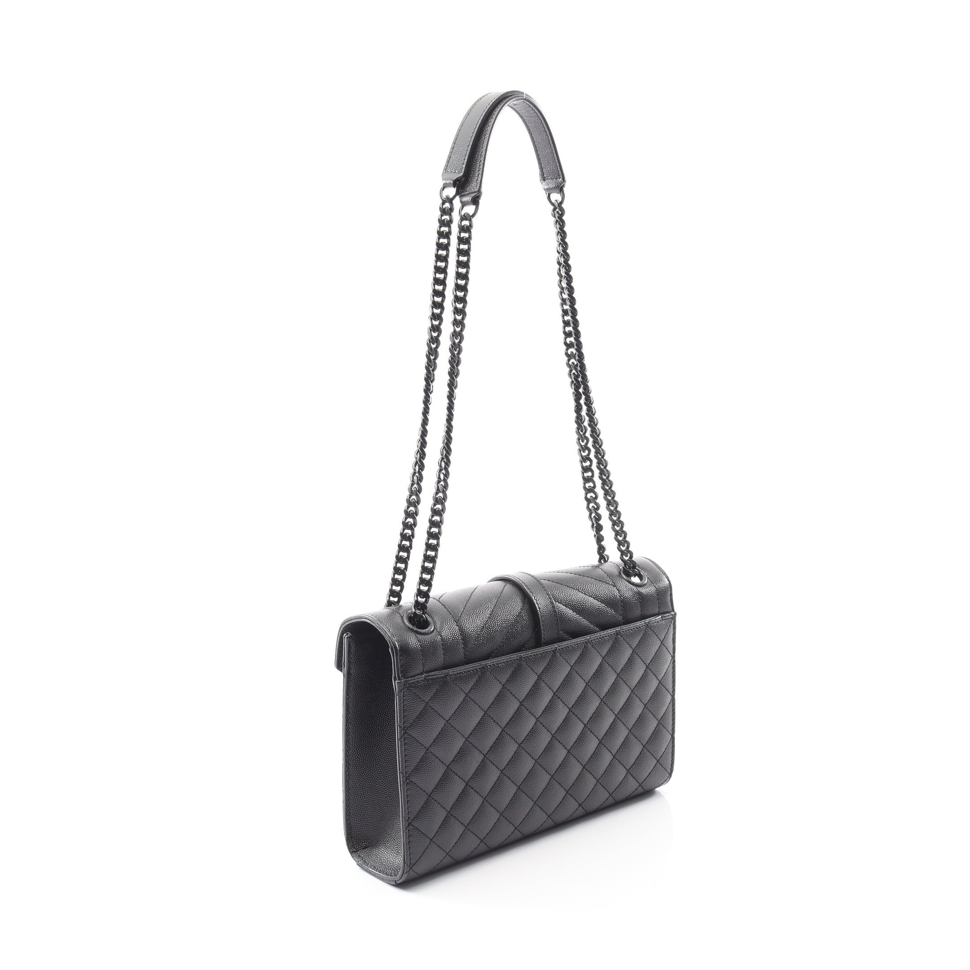 エンヴェロップ ミディアム チェーンショルダーバッグ レザー ブラック サンローランパリ バッグ SAINT LAURENT PARIS
