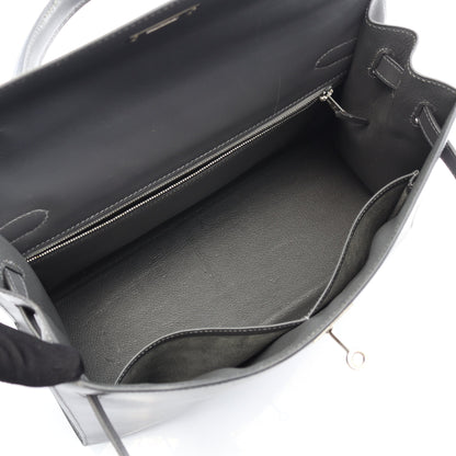 ケリー32 グラファイト ハンドバッグ ボックスカーフ グレー シルバー金具 外縫い 2WAY □D刻印 バッグ HERMES