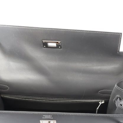ケリー32 グラファイト ハンドバッグ ボックスカーフ グレー シルバー金具 外縫い 2WAY □D刻印 バッグ HERMES