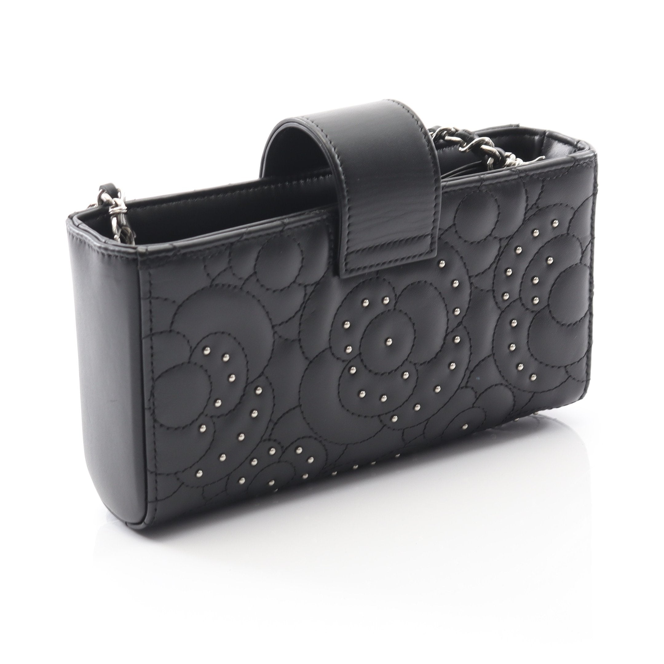 CHANEL カメリア チェーン ショルダーバッグ ラムスキン レザー ブラック AP2121 シャネル チェーンショルダーバッグ マトラッセ ココマーク カメリア