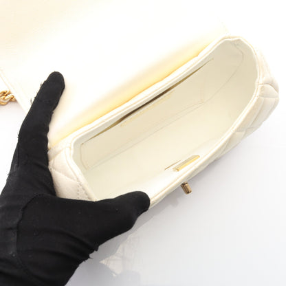 マトラッセ トップハンドル チェーンショルダーバッグ ラムスキン アイボリー ゴールド金具 シャネル バッグ CHANEL