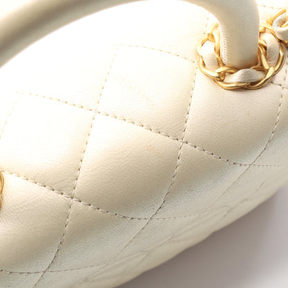 マトラッセ トップハンドル チェーンショルダーバッグ ラムスキン アイボリー ゴールド金具 シャネル バッグ CHANEL