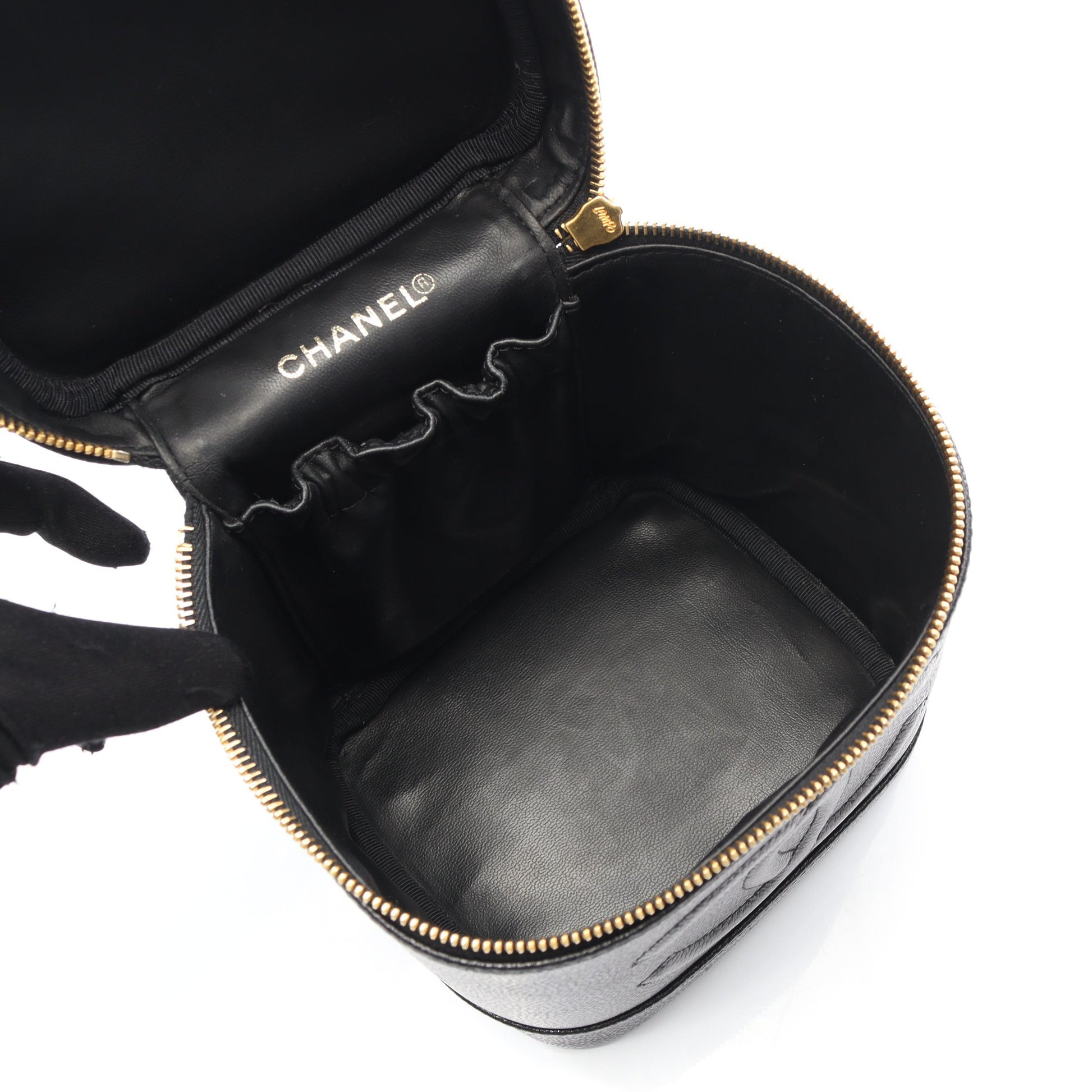 ココマーク ハンドバッグ バニティバッグ キャビアスキン ブラック  