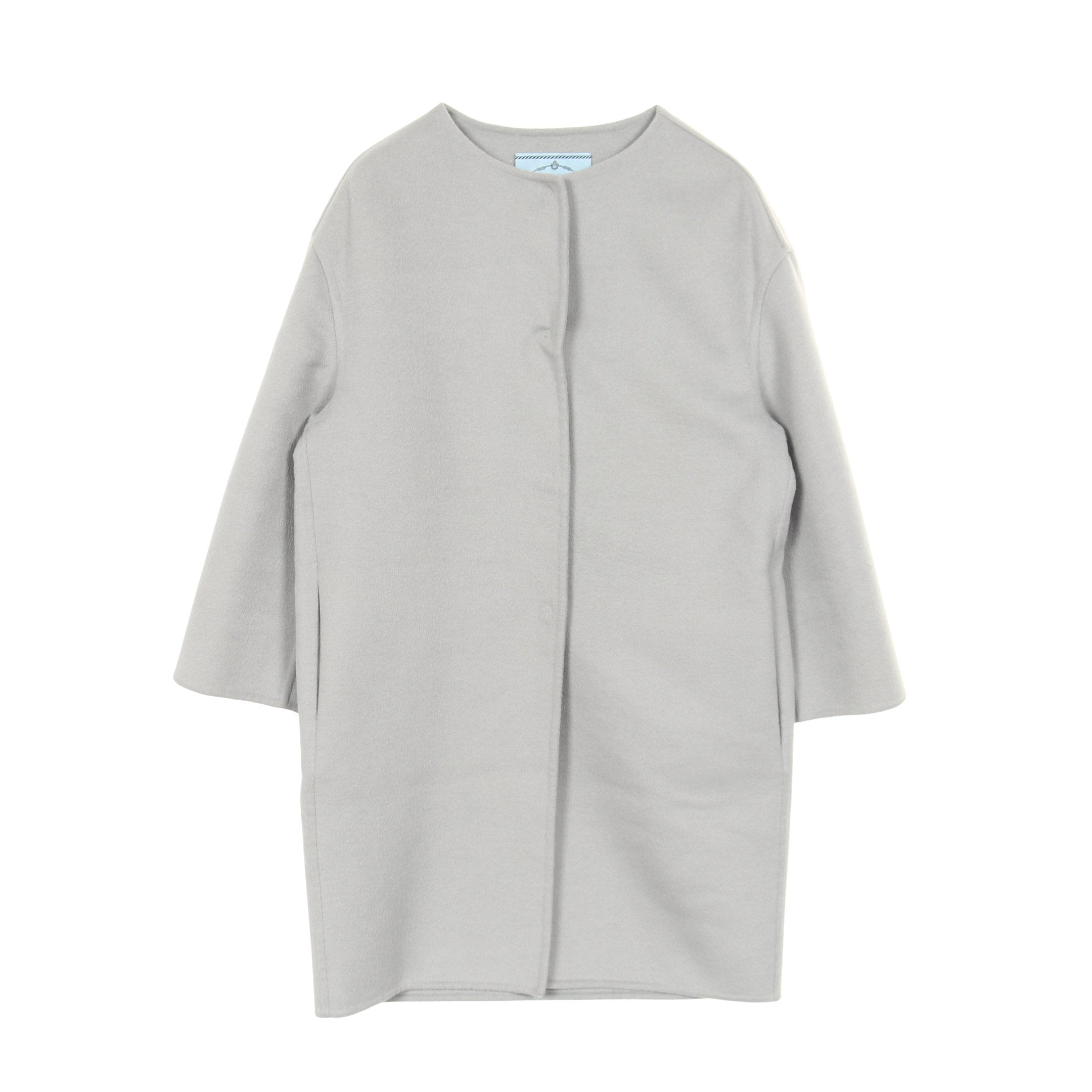 コート ノーカラー ウール アンゴラ カシゴラ グレー プラダ – RECLO