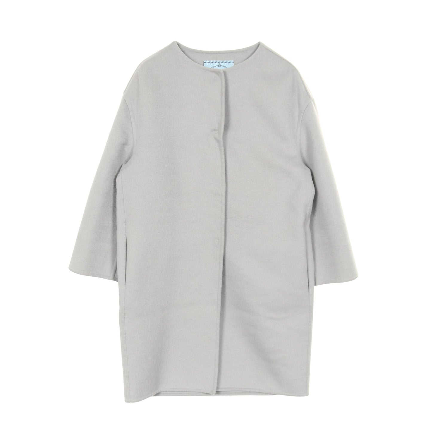 コート ノーカラー ウール アンゴラ カシゴラ グレー プラダ アウター PRADA