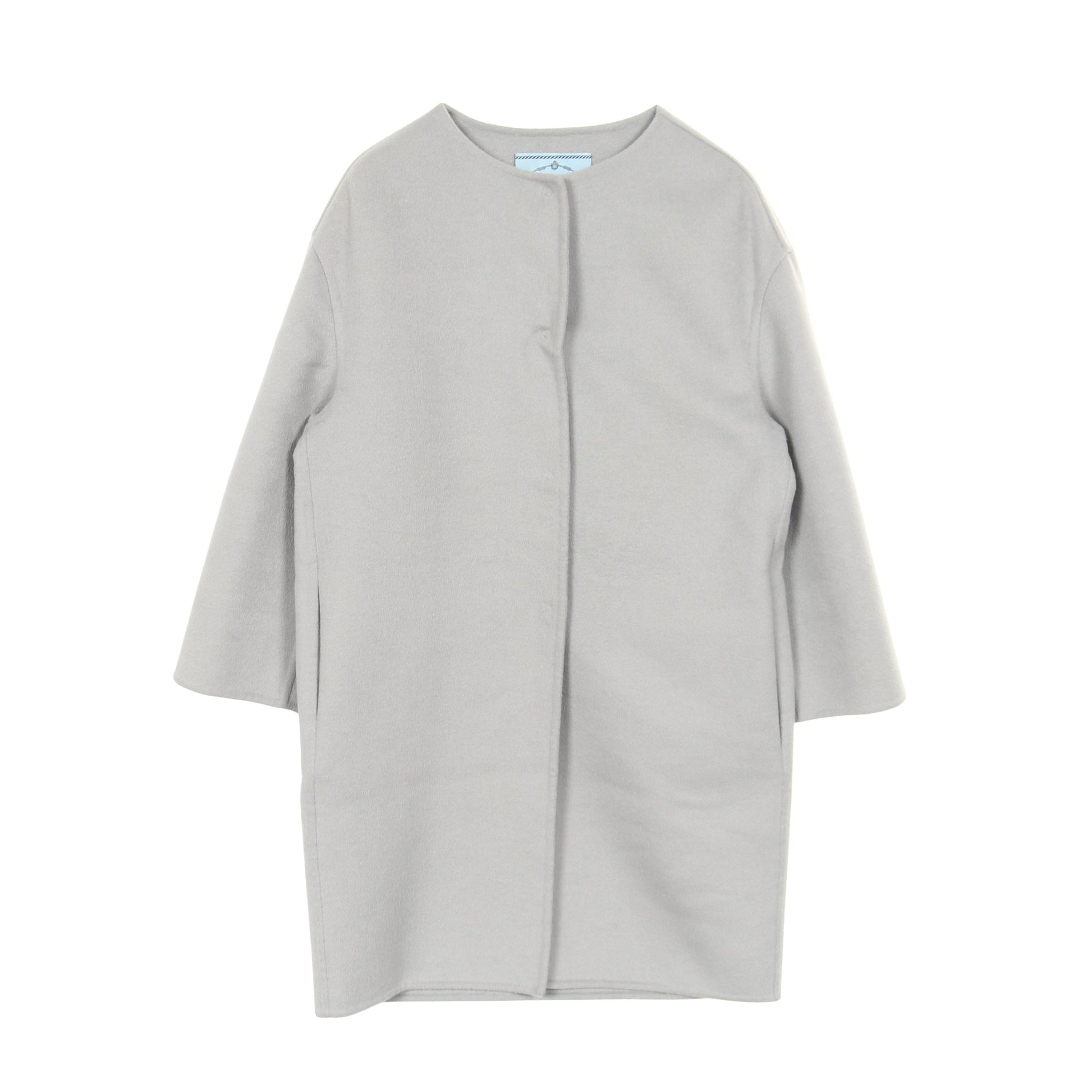 コート ノーカラー ウール アンゴラ カシゴラ グレー プラダ アウター PRADA