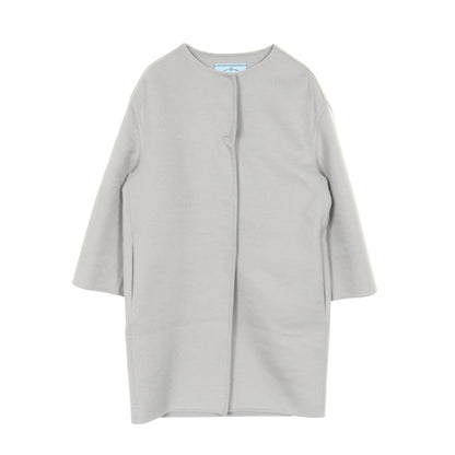 コート ノーカラー ウール アンゴラ カシゴラ グレー プラダ アウター PRADA